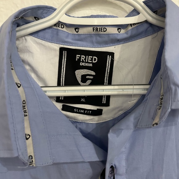 💥PRICE⬇️ 
FRIED DENIM • Blue & White Long Sleeve Shirt • XL - Picture 5 of 8